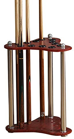 LIUD Triangolo Porta Stecche Biliardo da Terra 12 Fori Supporto per Stecche da Biliardo Rosso Snooker Stecca Rack Tubo di Supporto in Acciaio Inossidabile
