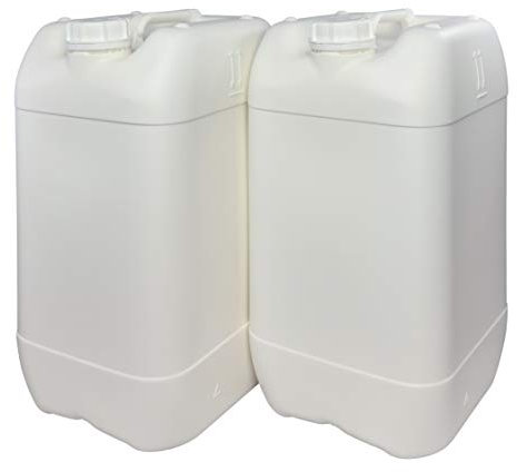 Bidón Garrafa Plástico 25 litros Blanca apilable. Apta para uso alimentario. Homologación para transporte. (2 Unidades).