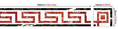 Tapetenbordüre, selbstklebend, rot, Wandaufkleber, Bordüre, abnehmbar, wasserdicht, Tapeten-Aufkleber, Dekoration für Wohnzimmer, Badezimmer, Küche, Fliesen, 10 x 300 cm