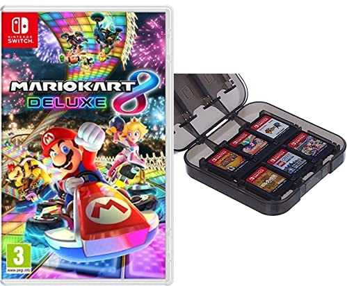 Mario Kart 8 Deluxe + Amazon Basics Game Storage Case - Black (Nintendo Switch)