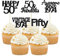Gyufise Cupcake-Topper im Vintage-Stil von 1975, tolle Kuchendekoration, Cheers to 50 Fabulous Fifty Cupcake Picks, 50. Geburtstag, Hochzeitstag, Party, Kuchendekoration, Zubehör, Schwarz, 24 Stück