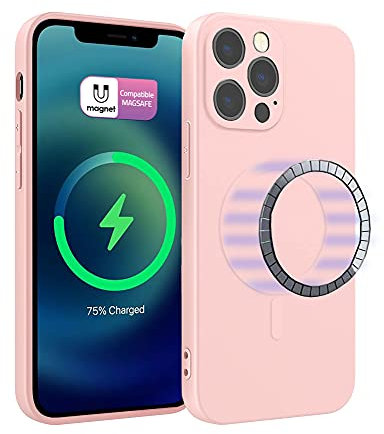ICOVERI Funda Silicona Magnética para iPhone 13 Pro, Compatible con Magsafe, Imanes Incorporados, Prueba de Golpes, Antiarañazos, Protección cámara. Carcasa Silicona Colores (iPhone 13 Pro, Rosa)