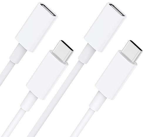 Stouchi Compatible para Cargador Magsafe PS5 Cable de Extensión USB C 【2 Paquetes】 Tipo C Cable de Extensión 9V 3A 480Mbps 1M/3.3Ft-White