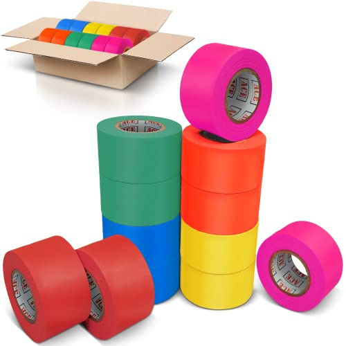 Premium Flagging Tape Assorted Colors -12 Pack - Non-Adhesive - 1.5 Width, 150' Length, 2 Mil - Marking Tape for Trees, Surveyors Tape, Survey Tape, Barricade Tape, Or Flag Tape