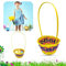 Yellow Woven Straw Easter Basket 40cm, Large Handle for Easter Egg Hunt, Sweets, Chocolates, Candies, Picnic, Party Favors, Gifts & Table Décor – Perfect Reusable Easter Decoration
