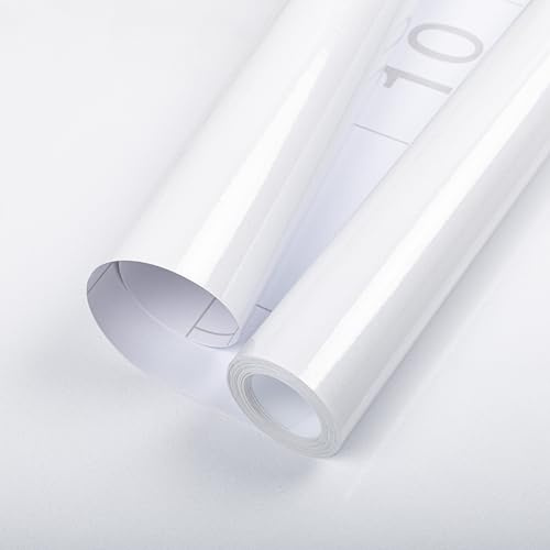 Hode Sticky Back Plastic Roll Vinyl Wrap Self Adhesive Wallpaper | 44x300cm Glittery White Worktop Vinyl Covering Peel Stick on Wall Paper Kitchen Cupboards Furniture Contact Paper Waterproof