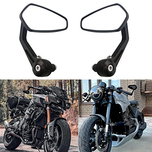 BREDUXSER 7/8 22mm Rétroviseur de Guidon de Moto, Rétroviseurs Latéraux Moto Compatible avec Z1000 Z750 MT03 MT09 FZ6 SV650 SV1000 CB1000R CBF125 Ducati Monster M696 821