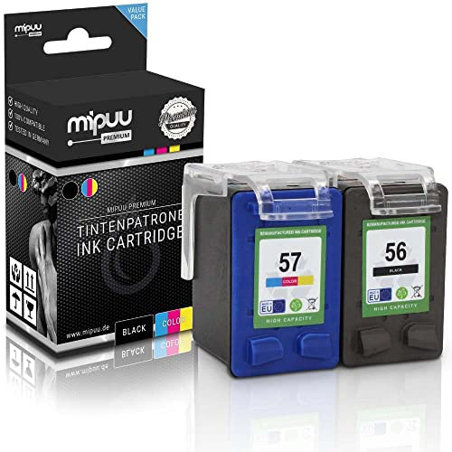 Mipuu 2 Tinten kompatibel für HP 56 57 Black Color für HP Deskjet 450 5550 9670 Officejet 4200 5610 6150 Photosmart 7760 PSC 1110 1215 1217 1315 Sedt