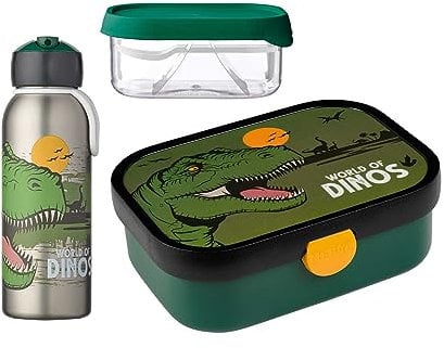 Mepal - Lunch-Set Campus: Lunch-Set für Kinder mit Lunch Box, Thermoflasche & Fruitbox Campus - Ideal für Schule oder unterwegs - Spülmaschinenfest & BPA-frei - Dino