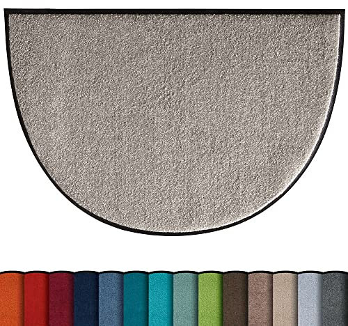 Erwin Müller Fußmatte halbrund Mainz, Schmutzfangmatte, Sauberlaufmatte uni sand Größe 60x85 halbrund - rutschfest, pflegeleicht, für Fußbodenheizung geeignet (weitere Farben, Größen)