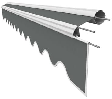 VANA Markisenstoff mit Volant für 5,5 x 3 m Markisen Ersatzstoff Markisentuch Bespannung Sonnenschutz fertig genäht Maß Tuch 5,38 x 3 m Volant 5,38 x 0,21 m Design SPD008