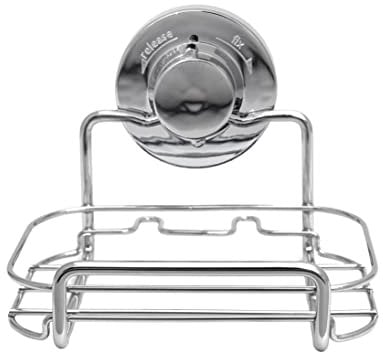 BlissHome Lock 'n Roll Suction Cup Soap Dish: No-Drill, Rust-Resistant Chrome & ABS, 5kg Capacity, Ideal Shower Caddy for Essentials, Easy Install Wall Mounted Bathroom Organiser