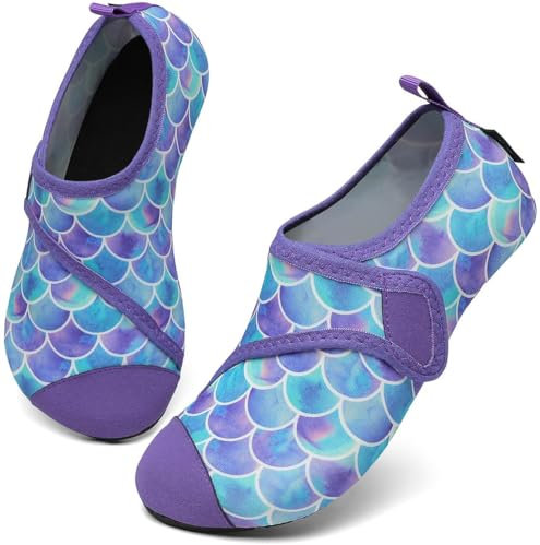 SAGUARO Escarpines Niño Niña Zapatos de Agua Cómodos Antideslizante Calcetines para Piscina Playa Zapatillas Natacion para Río Mar, Touch X, Púrpura, 32/33 EU