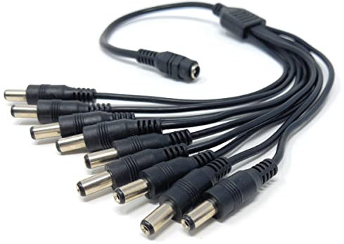 DRUT 5.5mm to 2.1mm DC Power Splitter Lead Adapter 12V PSU to LED, CCTV Camera Cable (9 Way)