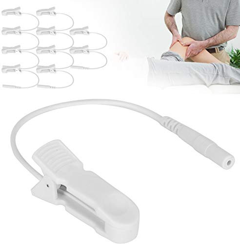 LANTRO JS 10 Stück 2,0 mm Ohrclip Elektroden-Drahtverbindungskabel für digitale TENS-Massagegerät, fördert die Durchblutung und Erhaltung der Gesundheit