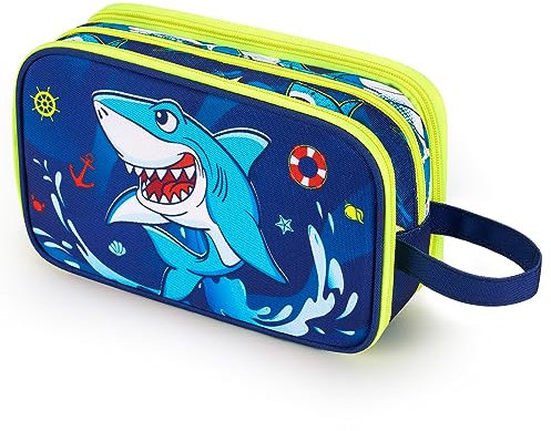 WAWSAM Beauty Case da Viaggio da Squalo - Porta Trucchi da Viaggio Bambini Borsa da Toilette per Campeggio Viaggio Casa Resistente All'acqua Portatile Trousse da Bagno Bambina per Regalo