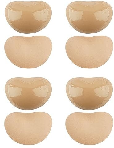 SKHAOVS 4 Pairs Self-Adhesive Bra Pads Inserts Removable Push Up Inserts Bra Pads Inserts Push Up Pads,Bra Pads, Push Up Breast Adhesive Cups,Bra Cups Replacements,For Bikini Top Swimsuit (Heart)