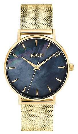 Joop! Armbanduhr Damen Quarzuhr analog, mit Edelstahl Armband, Gold, 5 bar wasserfest, Kommt in Uhren Geschenk Box, 2036593