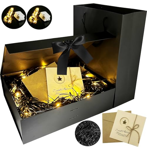 Magnética Caja de Regalo de Cartón,Caja de regalo con lazo,Caja de Regalo de Reutilizable Creative Box,Adecuado para Envoltorio de Boda de Cumpleaños de Navidad de san valentin de pascua de halloween