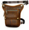 Herren Canvas + Leder Motorrad Reiten Tasche Beinbeutel Beintasche Außenbeintasche Hüfttasche Drop Leg Tasche 2141 (100% Echtleder-X4-Braun)