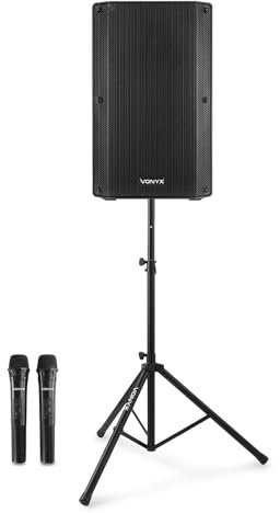 VONYX VSA500 12-Inch Portable PA System – 800W Battery Powered Speaker with 2 Wireless Microphones, Bluetooth, USB/SD MP3 Player & Tripod Stand – Ideal for Events, Presentations & Parties