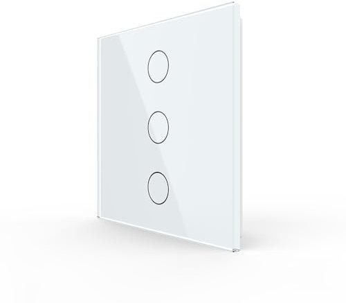 LIVOLO Touch Light Switch Tempered glass panel Lamp Switch,Led Backlight,No Neutral,3 Gang 1 Way White