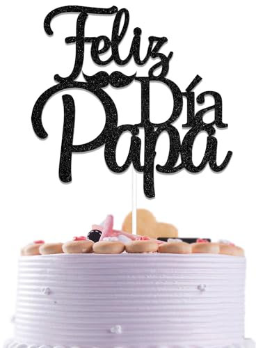 Schwarzer Glitzer Feliz Dia Papa Cake Topper Happy Father's Day Cake Decoration Feliz Cumpleanos Papa Decor Vatertag Papa Geburtstag Party Supplies