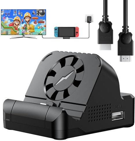 Vomeko Switch Dock Avec Projection TV – Station De Chargement De Projection TV Pour Switch. Comprend un Support De Charge, un Ventilateur De Refroidissement, un Adaptateur HDMI 4K Et un Support De Cha