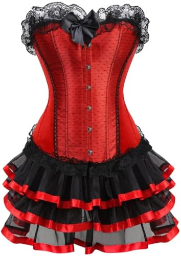 KUOSE Moulin Rouge Gothic Corsagenkleid Korsett Spitenrock Übergrößen S-6XL