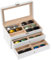 ProCase 3-layer Sunglasses Storage Organizer, 18 Slots Leather Sunglass Box Multiple Pairs Eyeglass Cases Eye Glass Eyewear Display Holder for Men Women -White
