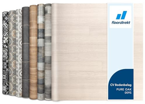 Floordirekt Atlantic Pure Oak 009S PVC Flooring Sold by the Metre Made to Measure Vinyl Flooring, CV Linoleum for Kitchen and Balcony in Wood Look, Tile Look, Stone Look - Robust and Easy to Clean 100