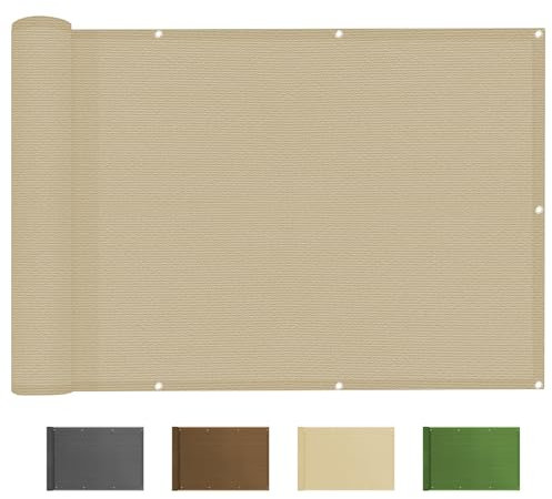 Home Tresor - Telo Copri Balcone Cm. 90 x 500, Schermo Protettivo Divisorio Parasole Paravento Antipioggia Frangivista Ringhiera Privacy HDPE UV, Tinta Unita Panna