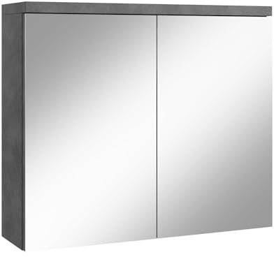 Badezimmer Spiegelschrank Toledo 80cm Dunkle Grau – Stauraum Unterschrank Möbel Zwei Türen Badschrank