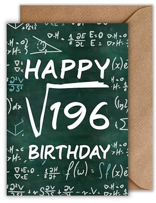 WBdesignz 14 Geburtstag Karte mit Umschlag - witzige Nerd Karte für Mathefans & Zahlenfreunde – DIN A6 – Geschenkidee für Schüler, Lehrer, Freunde