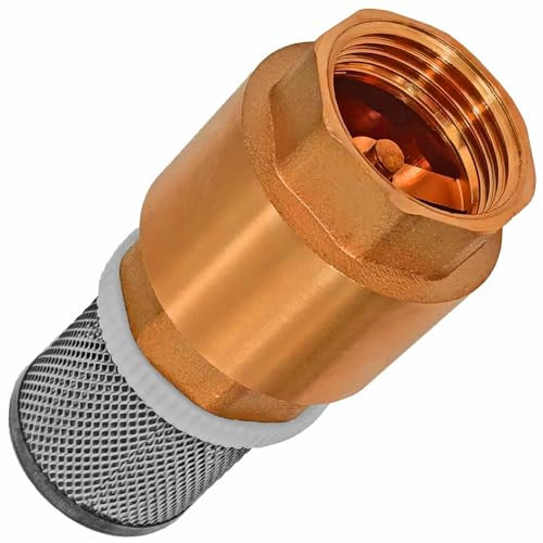 Fußventil aus Messing 1 Zoll Innengewinde mit Filter Edelstahl - Rückschlagventil Saugkorb