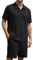 Anelune Trainingsanzug Herren Sommer Sportanzug Herren 2 Teiliges Kurzarm T-Shirts Kurze Hose Freizeitanzug für Jeden Tag schwarz 2XL