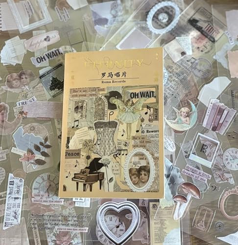 OSLEY Scrapbook Stickers Book, 20 Blatt PET Ästhetische Vintage Scrapbooking Aufkleber für Fotoalbum,Scrapbooking,Bullet Journal Zubehör,Kalendern,DIY Art Notizbuch