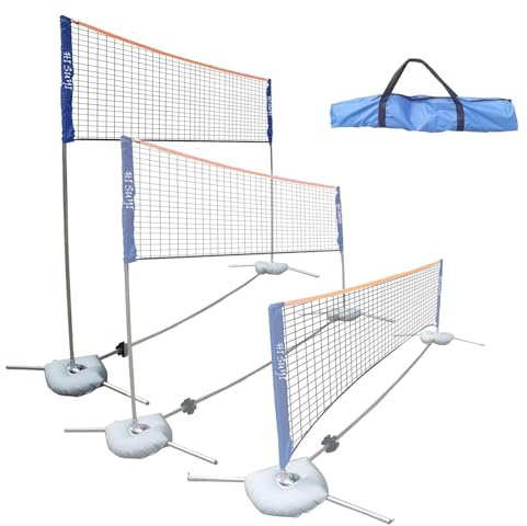 Tragbares höhenverstellbares Badminton-Volleyball-Tennetz-Set, Mehrzweck-Sportgeräte mit Stangen, Ständer und Tragetasche für Kinder und Erwachsene, Outdoor-Übungen, 4,1 m