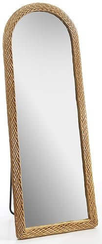 Kobolo Spiegel Standspiegel - Liam - mit Rahmen aus geflochtener Weide - Natur