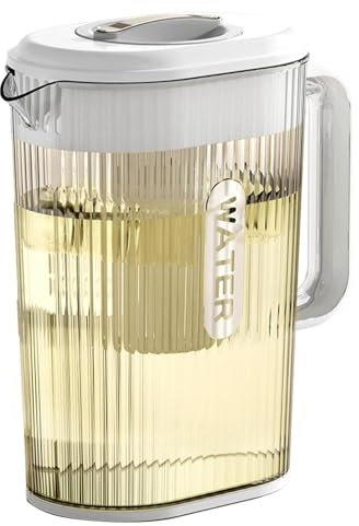 Unbreakable Water Pitcher With Lid, 2L Water Pitcher With Handle, Hot/Cold Beverage Pitcher, Juice Containers With Filter, Heat-Resistant Water Pitcher, Built-in Filter Water Pitcher