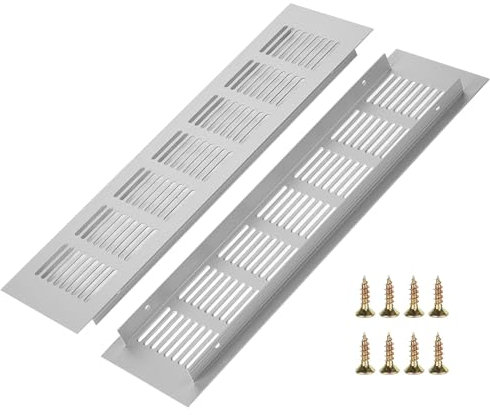 2 Stück Lüftungsgitter Lüftungsgitter Tür Belüftungsgitter Türlüftungsgitter Aluminium Lüftungsgitter Abluftgitter Mit 8 Schrauben Türlüftungsgitter Für Schuhschrank,Bad,Küche,Wohnzimmer,8x30cm