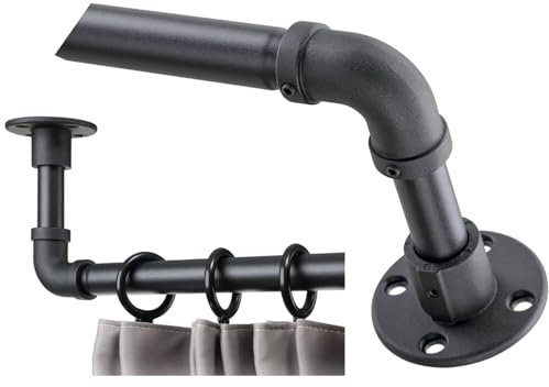 HOUSE OF DREAMS-Bastone per Tende Estensibile Industriale in Metallo Nero Opaco, Lunghezza Regolabile 120–210 cm, Montaggio a Parete o Soffitto. Design Moderno per Soggiorno, Camera da Letto, Cucina.