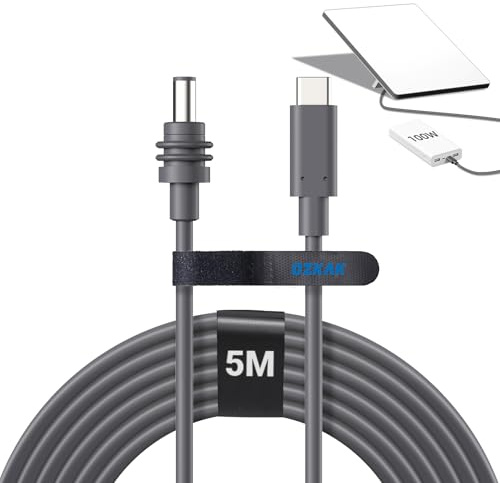 Ozkak USB C to DC Power Cable 5M for Starlink Mini, Waterproof USBC Cord Works with 100W + Power Bank and PD Charger, 18AWG (≈ 0,75mm²), USB-C Lead Type-C 20V / 5A