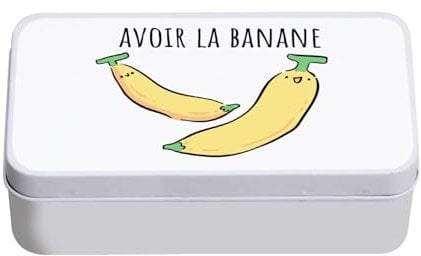 Aufbewahrungsbox aus weißem Metall – mit Banane für Kinder – 11 x 18,5 x 5,5 cm – Aufbewahrungsbox, Schlüssel, Werkzeug, Brotdose, Zucker, Kekse