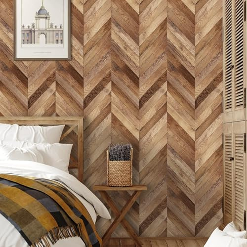 ANHUIB Selbstklebend Tapete Holzoptik Wandpapier Holz Selbstklebende Wandaufkleber Vintage Holz Tapeten 44x300cm Wasserdicht Bad Schlafzimmer Holztapete Vintage Klebefolie Möbel Holzoptik Vliestapete