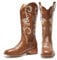 CouieCuies Damen Bequeme Cowboystiefel Niedriger Absatz Westernstiefel Bestickt Cowgirl Stiefel Pull on Mid Calf Mexikanische Stiefel Braun Größe 40