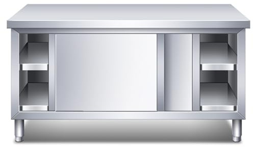 Arbeitsschrank mit Schiebetüren, Edelstahl Arbeitstisch Küche, Gastro Schrank Schiebetürenschrank Edelstahl, für Speisekammern, Restaurants, Küchen, Großküchen(120*40*80cm/47.2*15.7*31.5in)