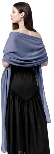 GIBZ Donne Morbide Scialli e Wraps Chiffon Tinta Unita Stola Graublau