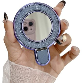 Dzxin Phone Ring Holder, Phone Stand Holder Built-in Mirror Adjustable Phone Grip Phone Accessories for Girl Women (Blue)