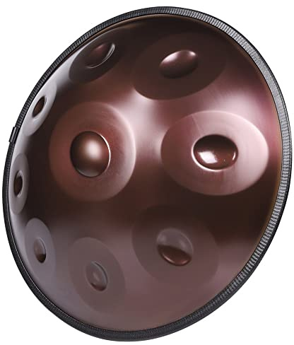 WQOTHHZR 22 Zoll Stahlhandtrommel, Handpan-Trommel in D-Moll, 432 Hz Stahltrommel-Schlaginstrument mit Tragetasche, Schlägeln, Handpan-Ständer
